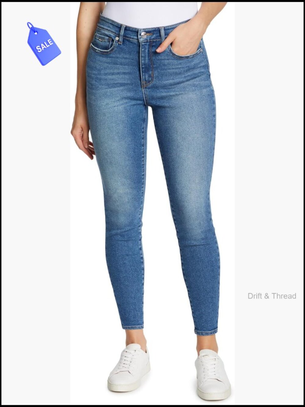 High Rise Skinny Jeans Stretch Denim 5 Pocket Ankle Length 29.5" Inseam